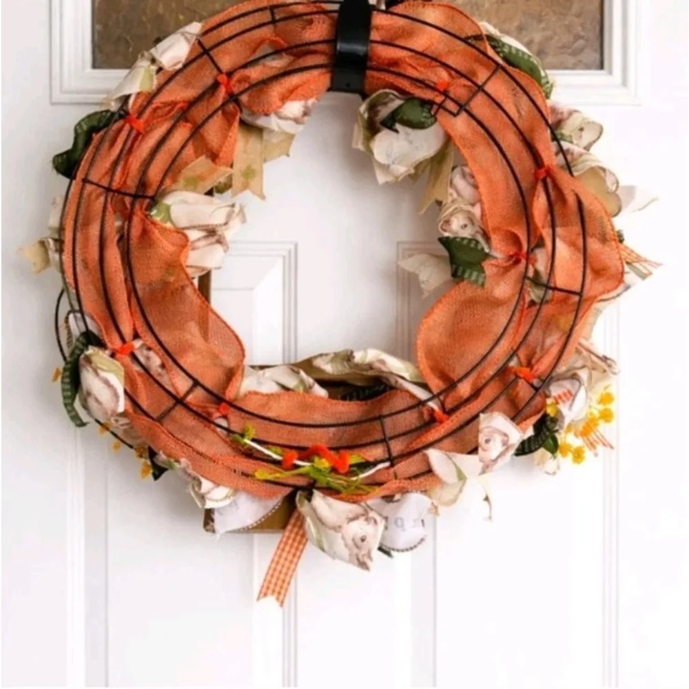 Easter Bunny Wreath Farmhouse Spring Door Decor Cottontail Ribbon Floral Rustic
